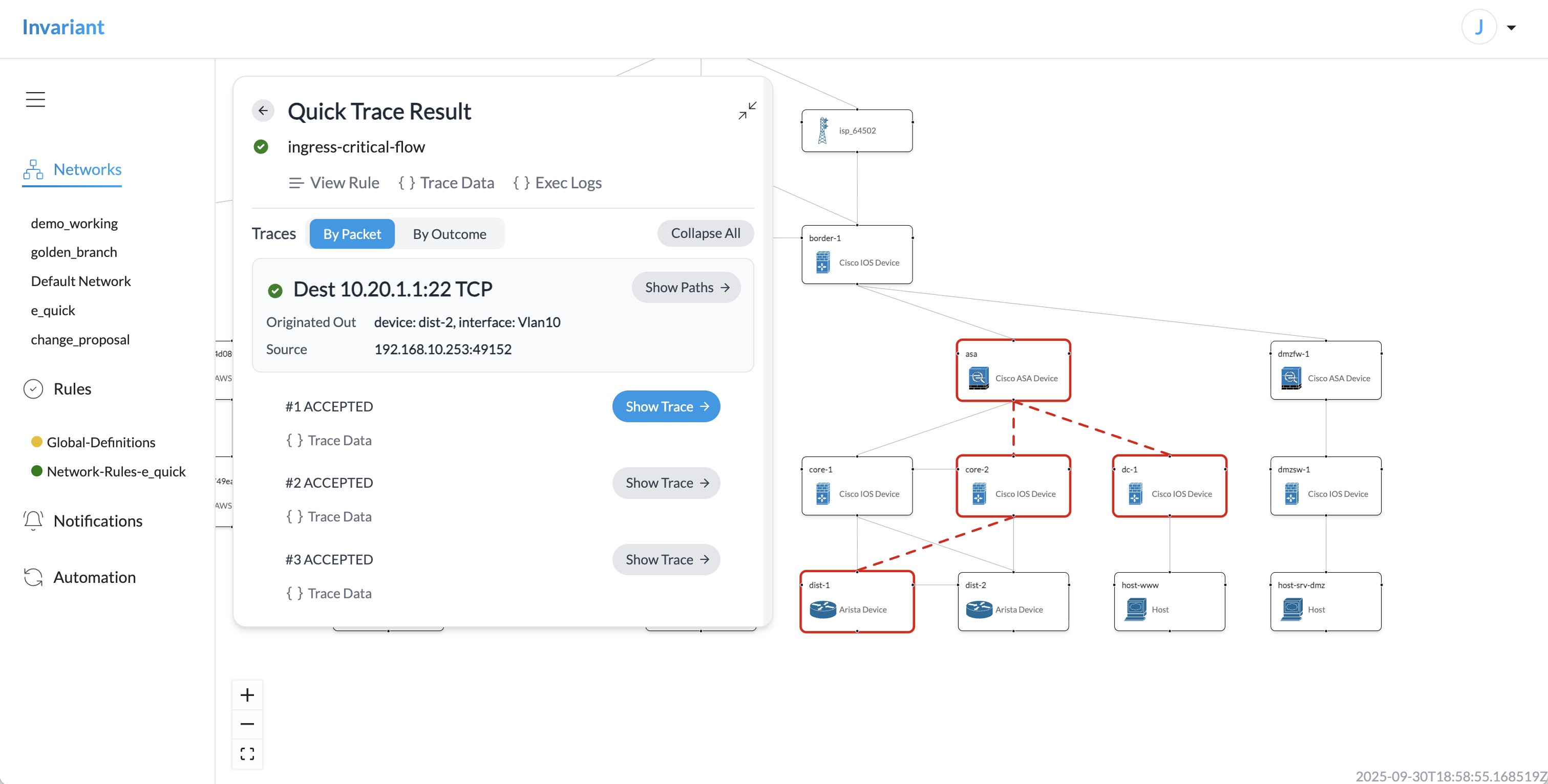 Invariant Quick Trace Screenshot