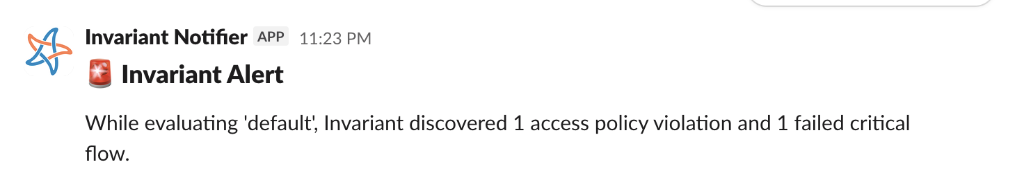 Invariant Slack Alert Example
